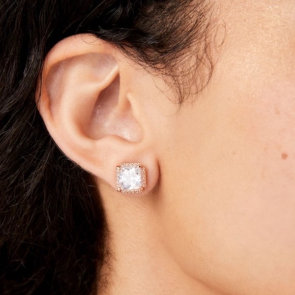 KATE SPADE • Rose Gold Save The Date Princess Cut Earrings - Picture 5 of 6